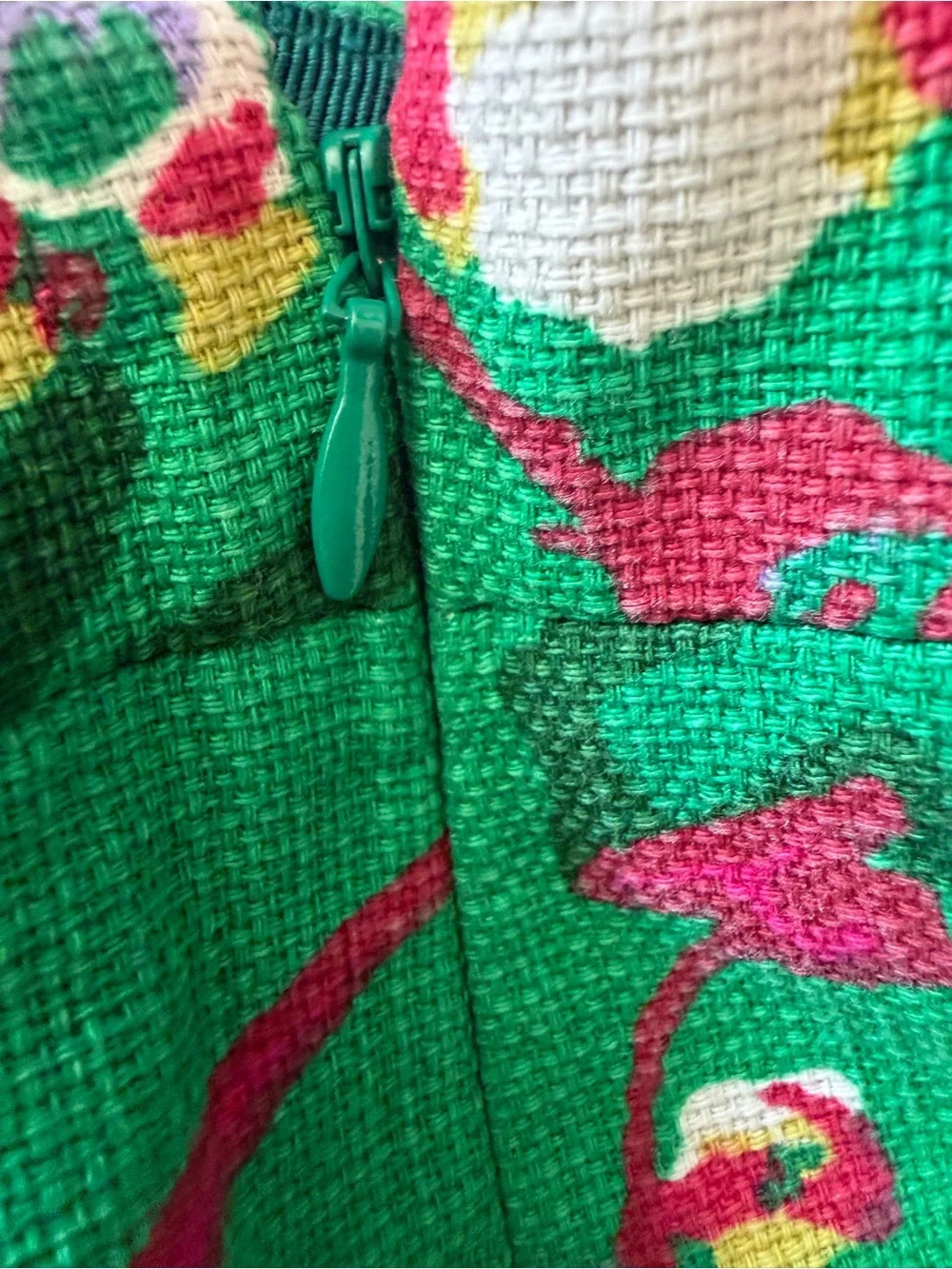 J. Crew Green Floral Pencil Zip Skirt - Vibrant Pink & Yellow Bloom Print Size 6